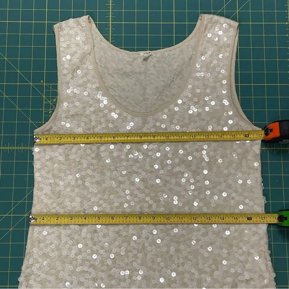 J. Crew sparkly sequined cream off white blouse tank top, size small. Sequins - Picture 9 of 13